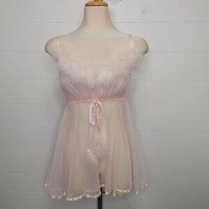 Vintage 90's feather trim chemise size L